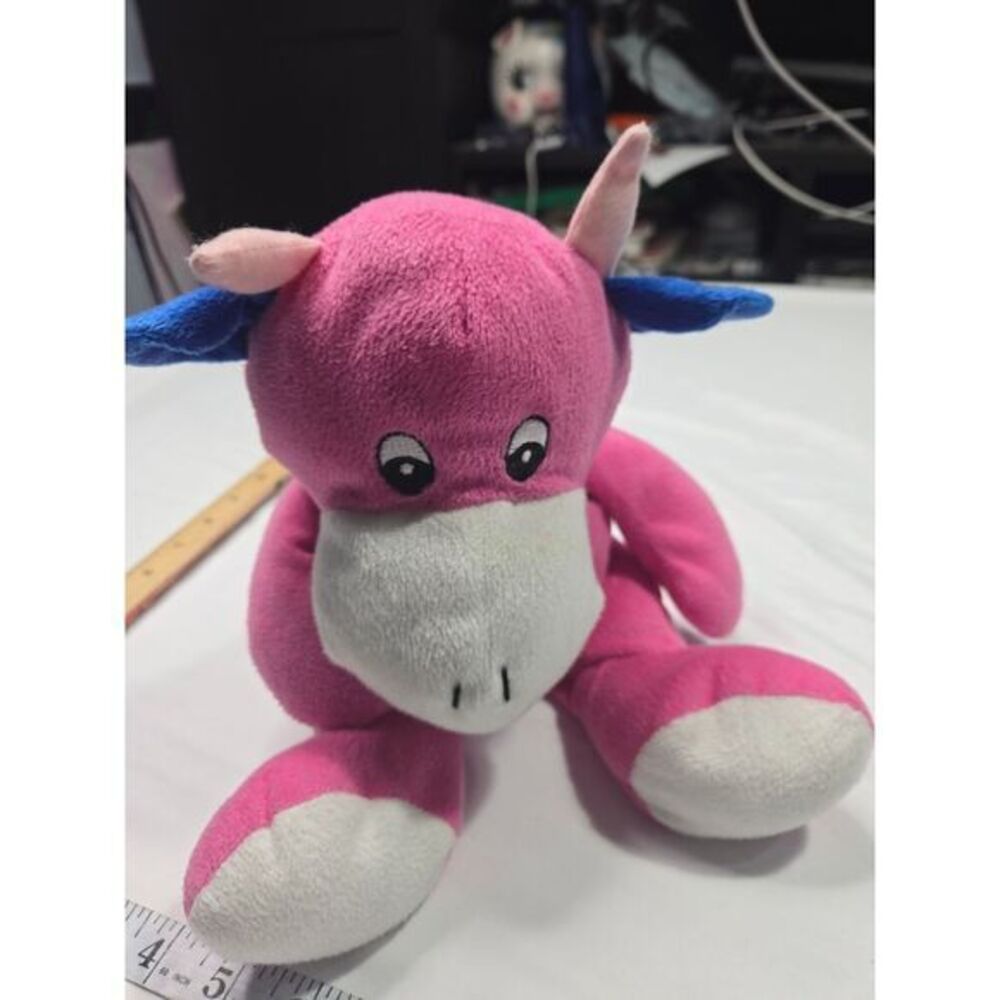 Kellytoy Plush Caw Stuffed Animal pink with Blue ears Soft Cuddly Toy 15" - Picture 3 of 6